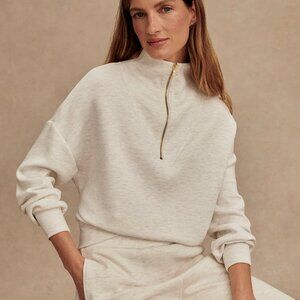 Varley Hawley Half-Zip Sweat - Ivory Marl NWT MSRP$148
